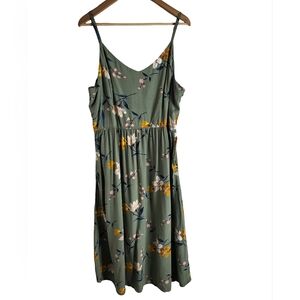 Floral Green Sleeveless Dress
